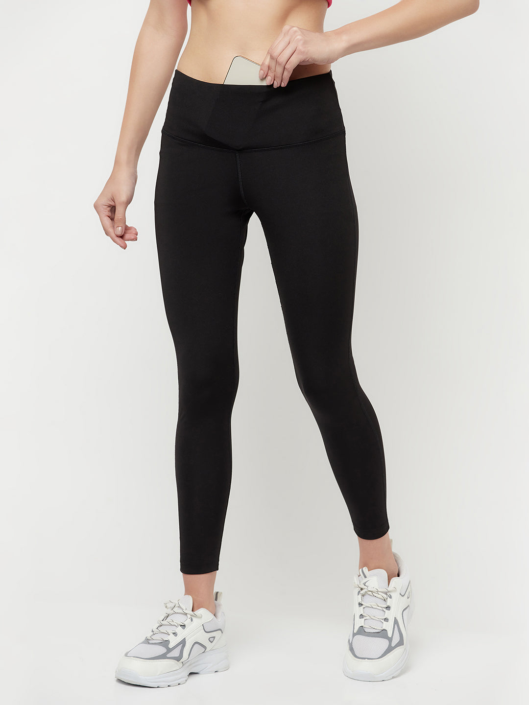 Black Zip Pocket Contrast Gym Leggings