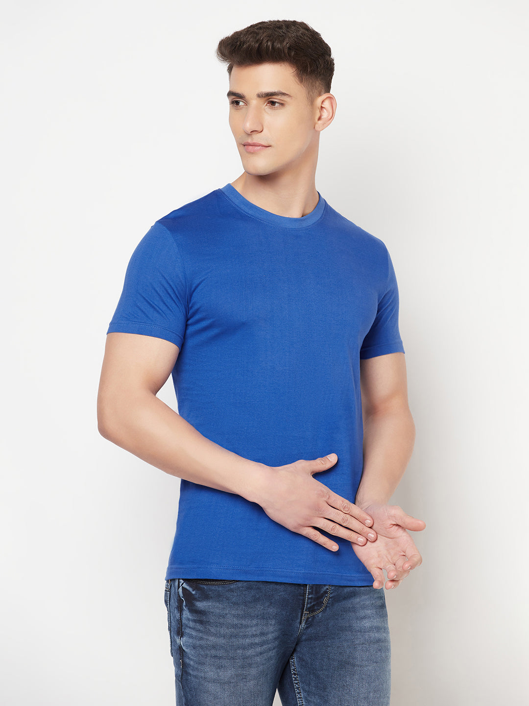 Super Comfy Cotton Tshirt (Pack of 2- Black,Blue)