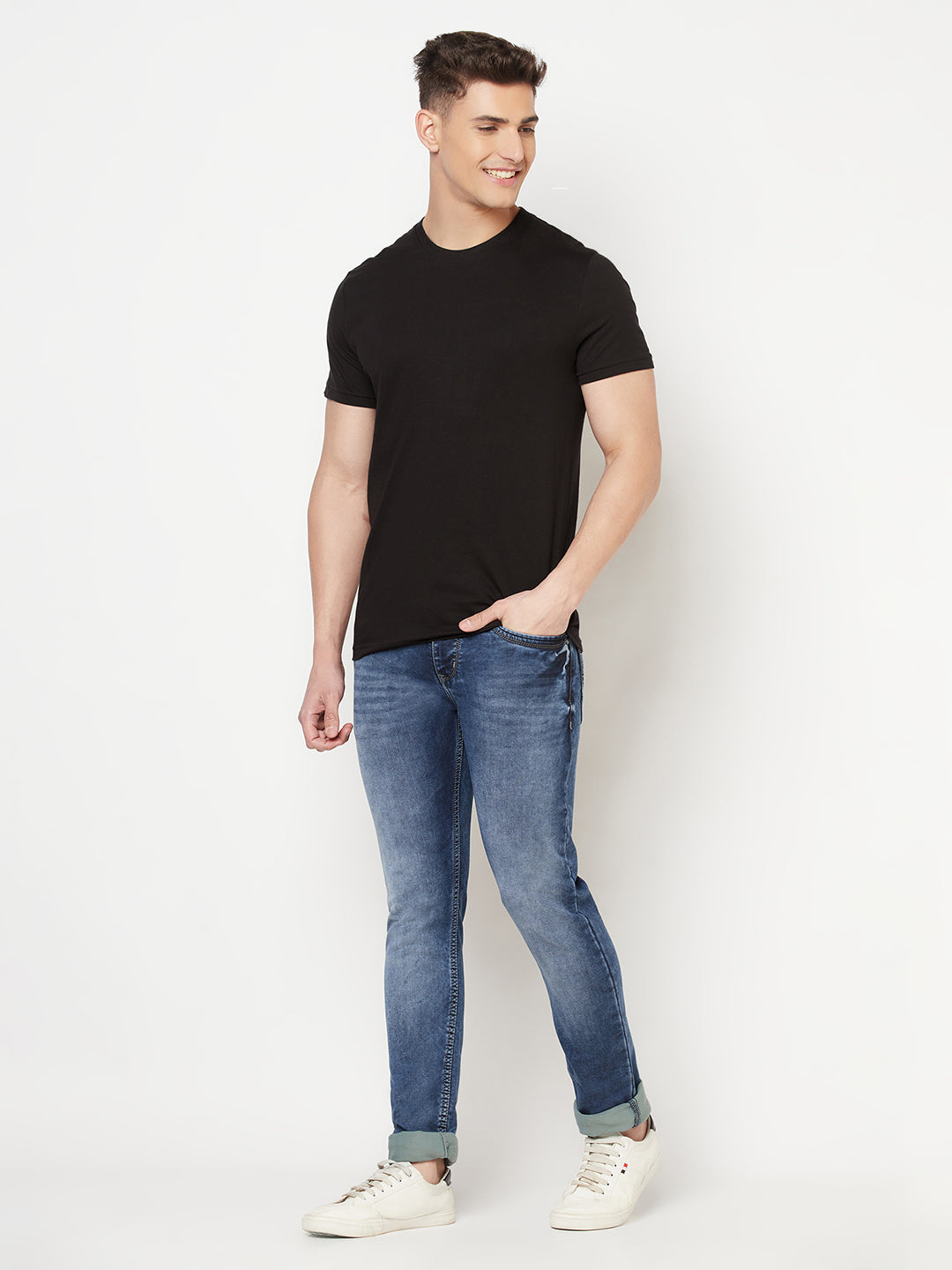 Super Comfy Cotton Tshirt (Pack of 2- Black,Blue)