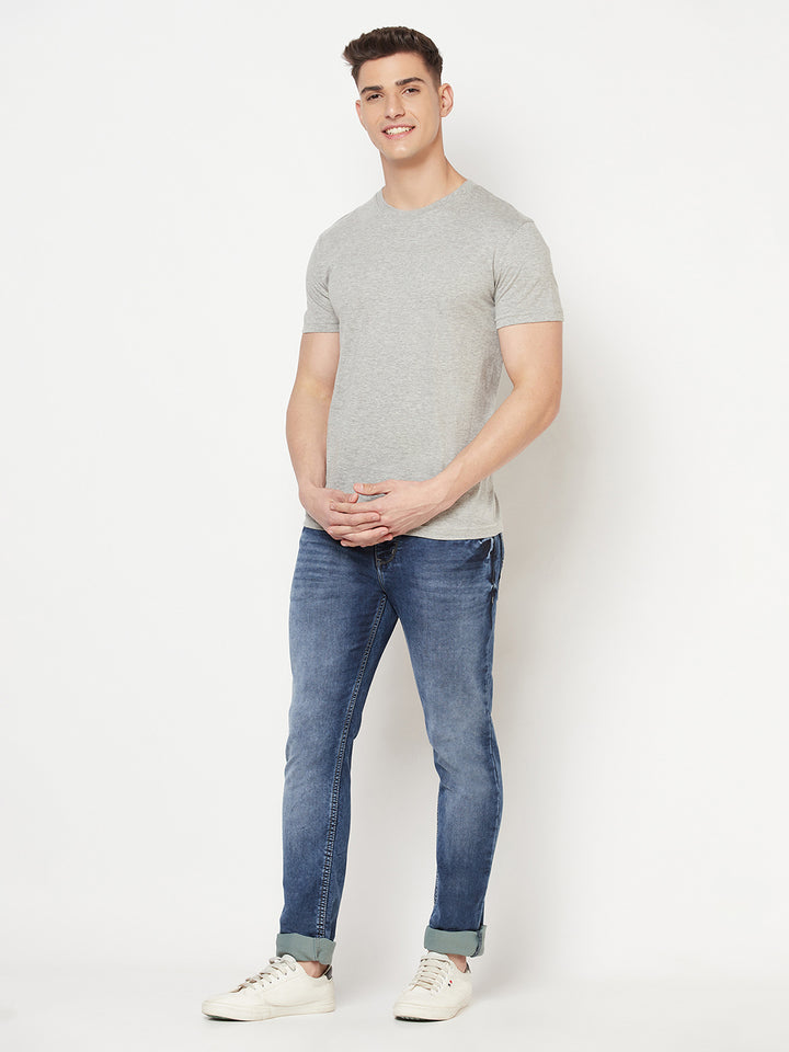 Super Comfy Cotton Tshirt (Pack of 2- Grey,Blue)