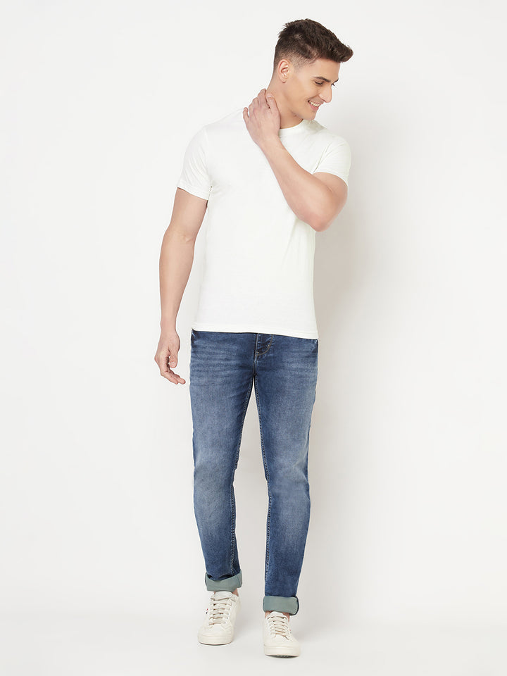 Super Comfy Cotton Tshirt (Pack of 2- White,Blue)