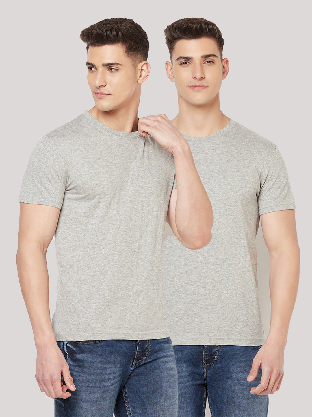 Super Comfy Cotton Tshirt (Pack of 2- Grey,Grey)