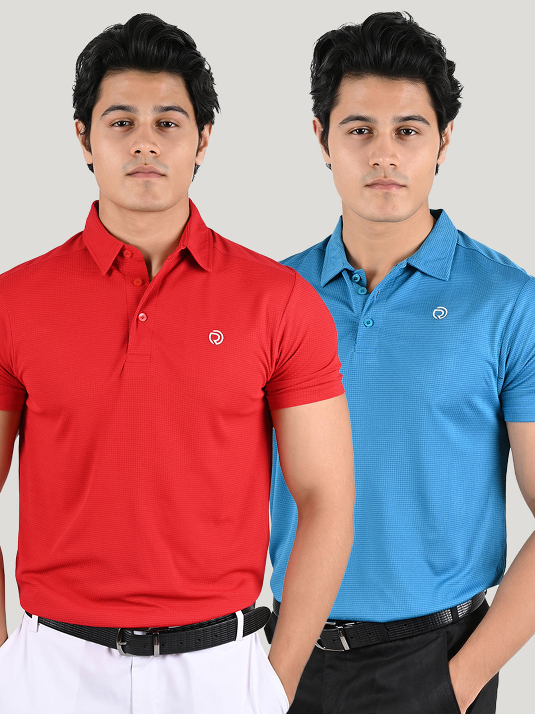 Performance Sports Collar Tshirt - Pack of 2 Red & Blue
