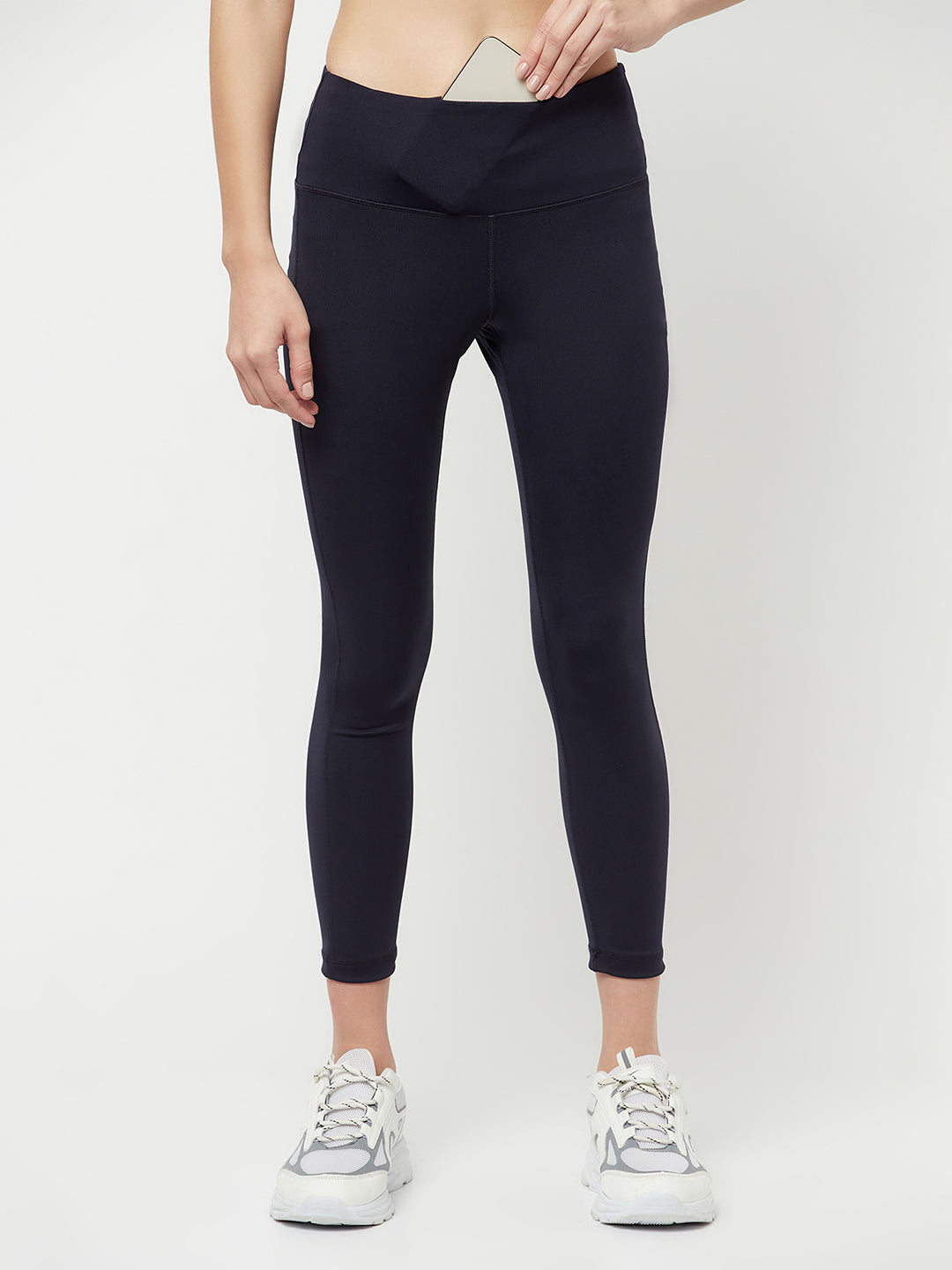 Phone pocket leggings & sports bra combo - Women's Navy