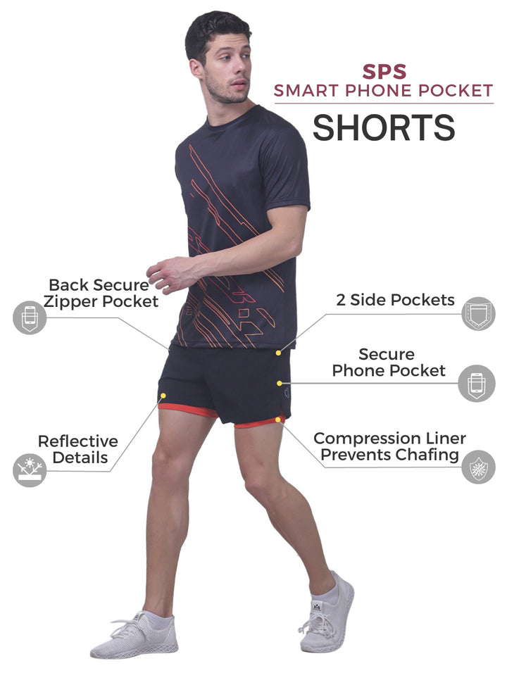 2-in-1 Running Shorts with Water Resistant Phone Pocket 5"