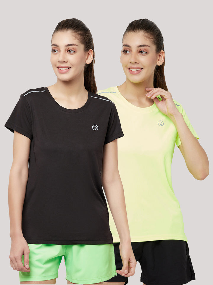 Performance Sports T-shirt - Pack of 2 Black & Neon yellow