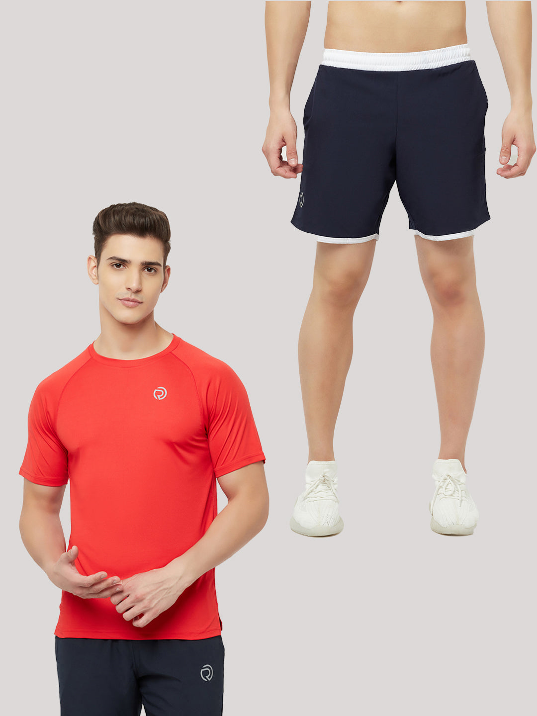 2 pc Combo - Shorts Navy & Light Dry Fit Tshirt - RED
