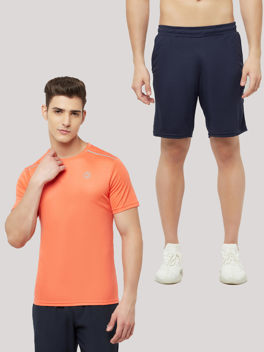 2 pc Combo - Shorts Navy & Light Dry Fit Tshirt - Orange