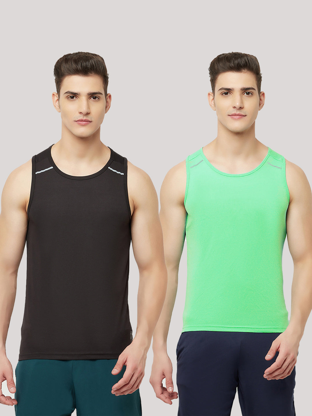 Reflective Running Tank- Pack of 2 Sea Green & Black