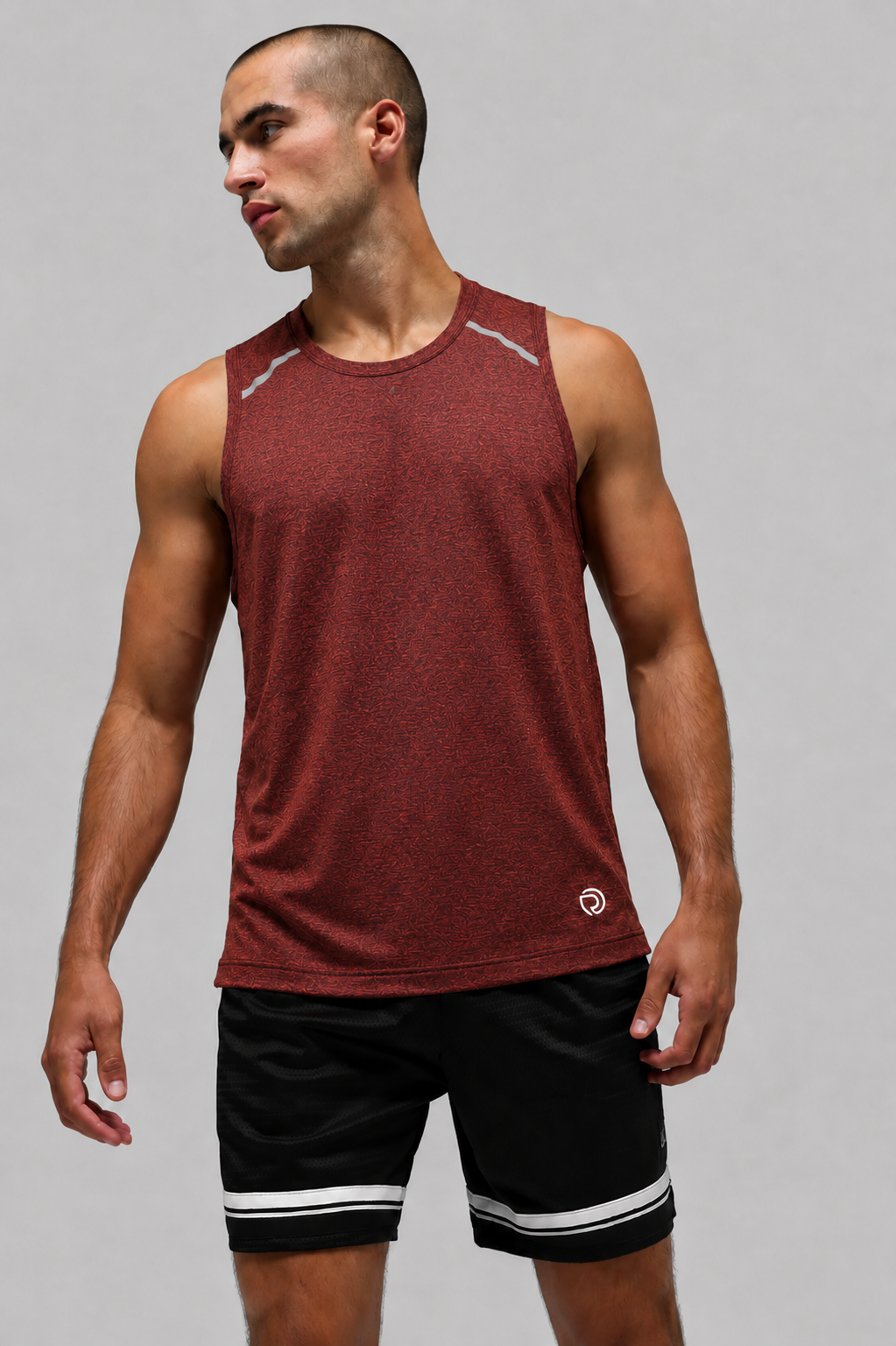 Reflective Running Tank - Maroon