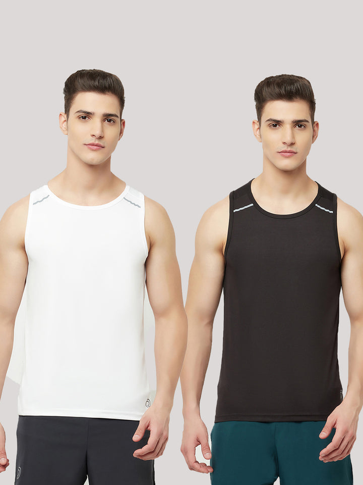 Reflective Running Tank - Pack of 2 Black & White