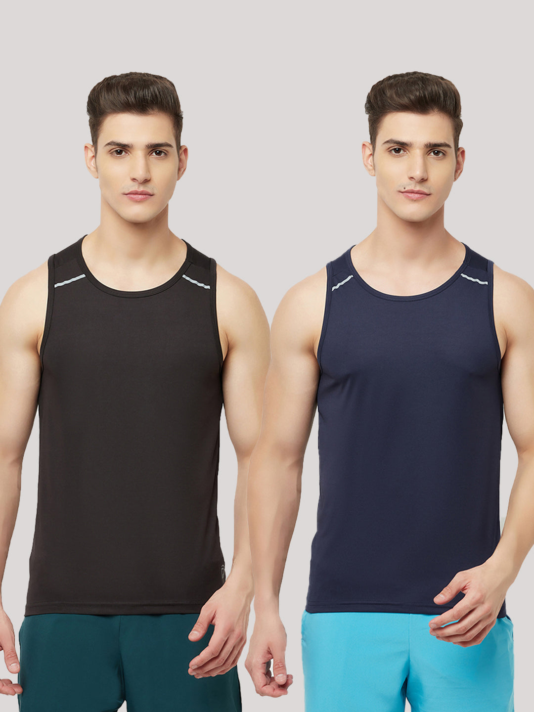 Reflective Running Tank- Pack of 2 Black & Navy