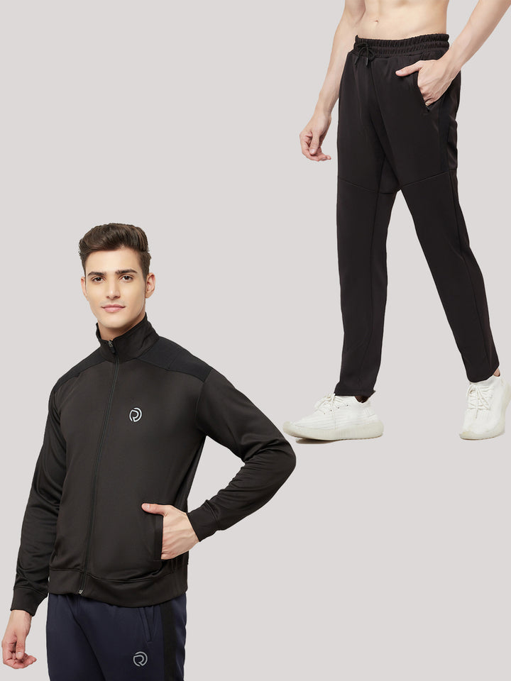 Men's Sports Track Pant & Sports Jacket Combo - Black