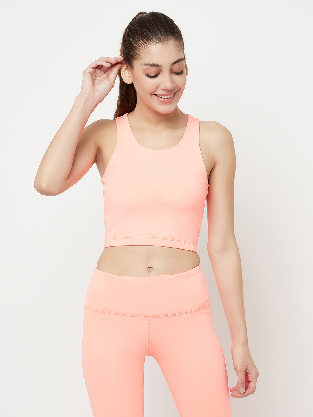 Phone pocket leggings & sports bra combo - Women's Pastel Pink