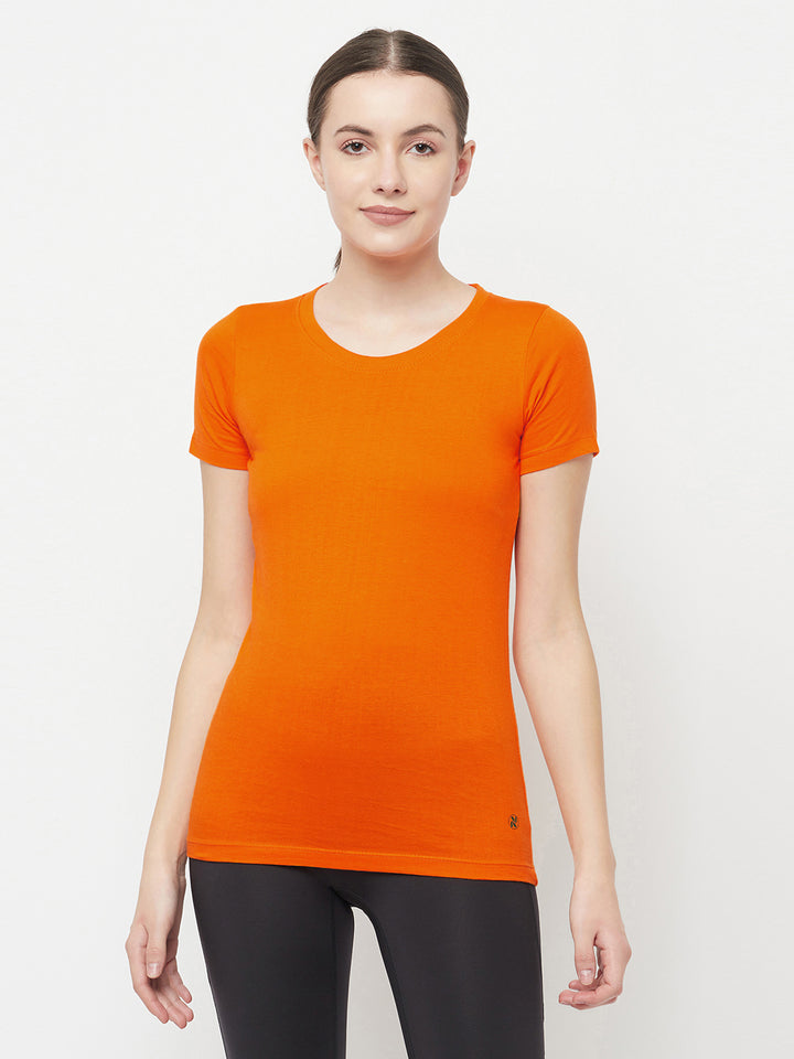 Slim Fit Premium Cotton Tshirts (Pack of 2- Black, Orange)