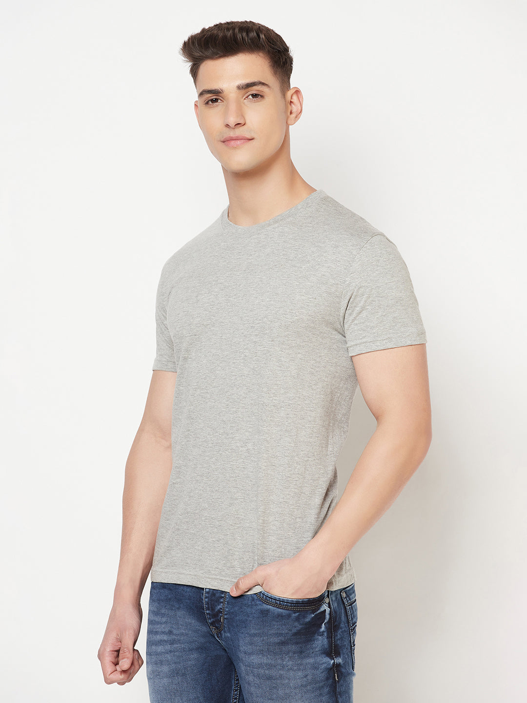 Premium Cotton Tshirts  (Pack of 2- Grey,Blue)