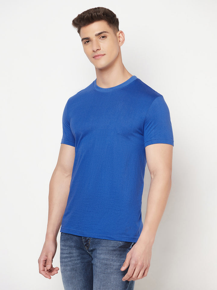 Premium Cotton Tshirts  (Pack of 2- White,Blue)