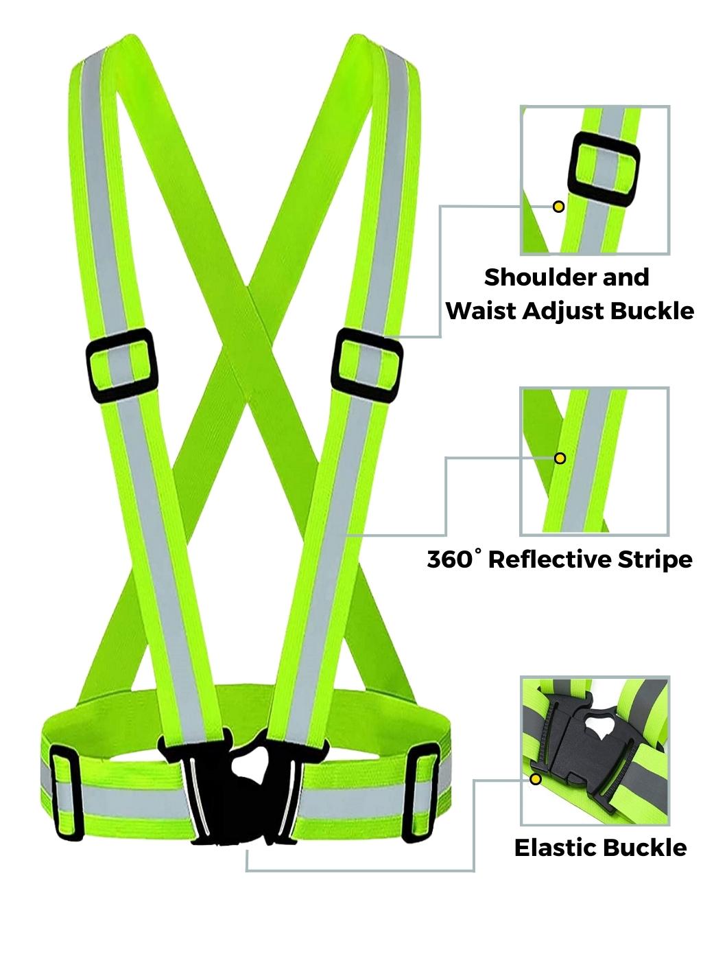 High Visibility Reflective Straps Vest - Green