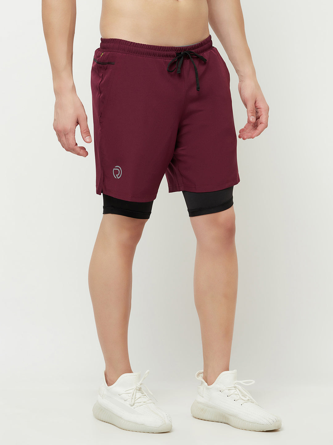 2 pc Combo - 7" 2-in-1 Shorts with Phone Pocket - Maroon & Sky Blue