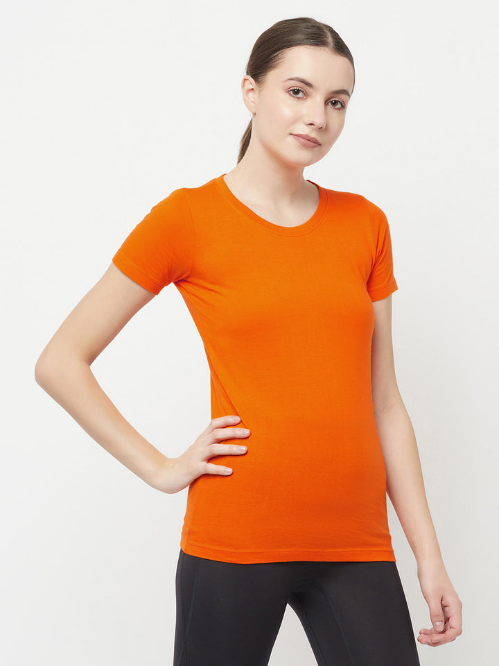 Slim Fit Premium Cotton Tshirts (Pack of 2- Orange, Orange)