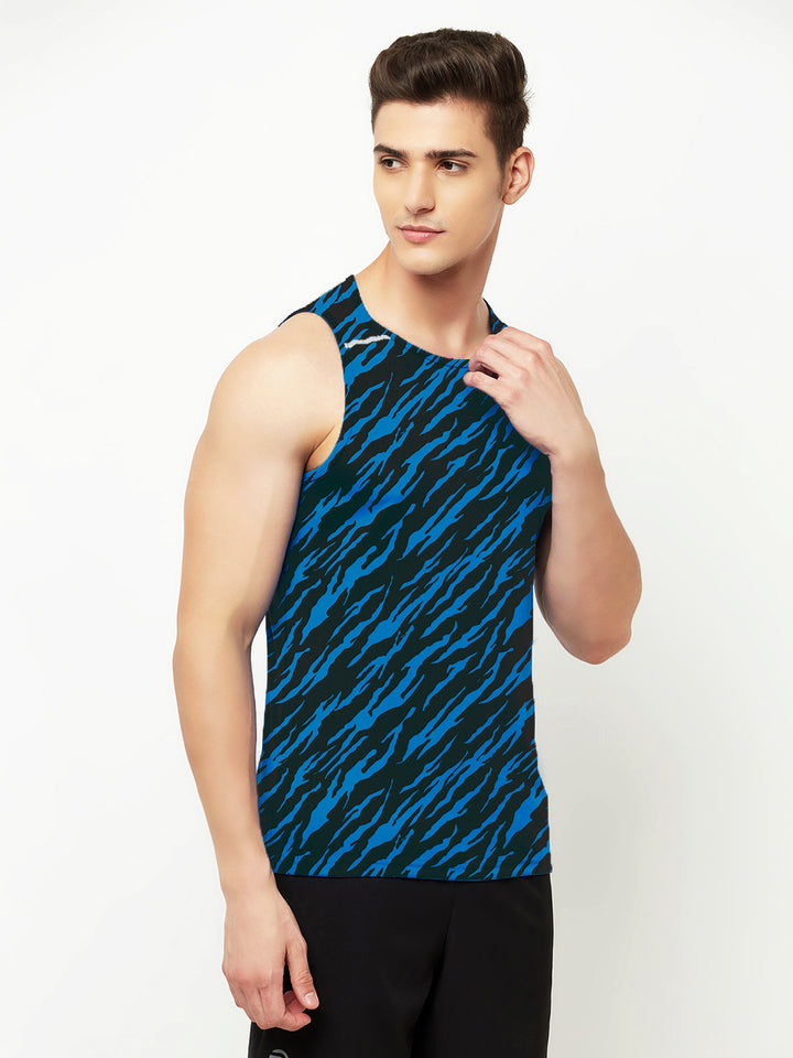 Performance Running Vest - Tiger Print Blue