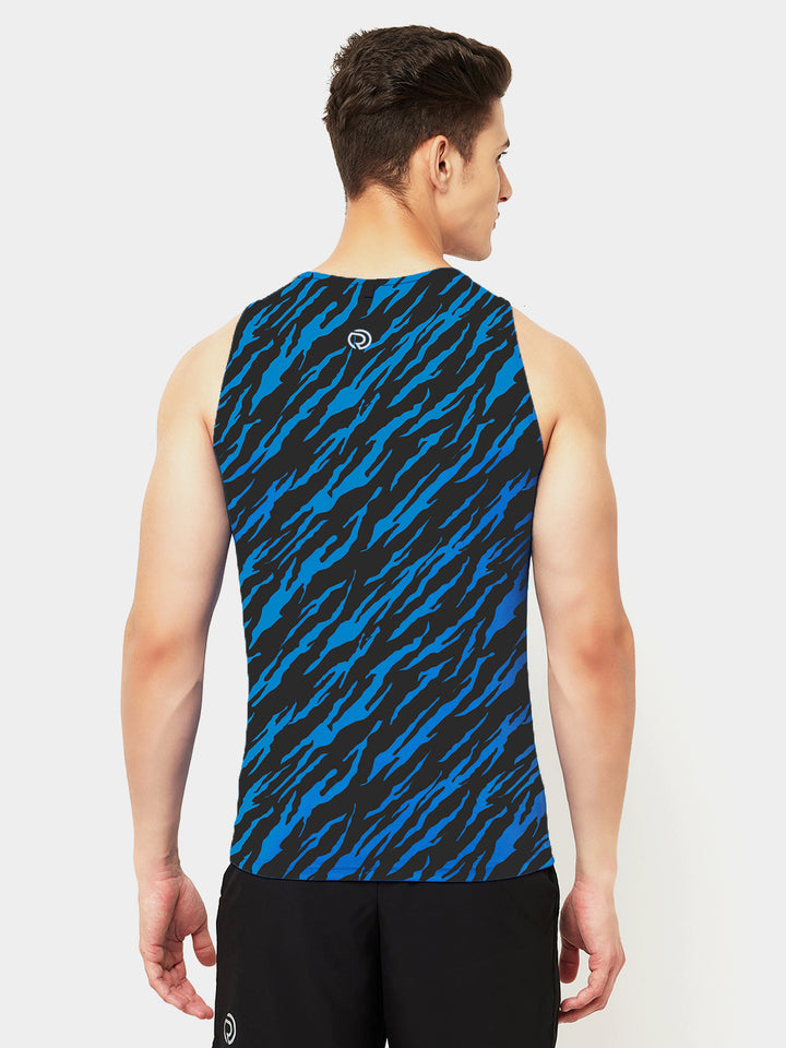 Performance Running Vest - Tiger Print Blue