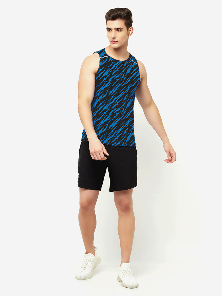 Performance Running Vest - Tiger Print Blue