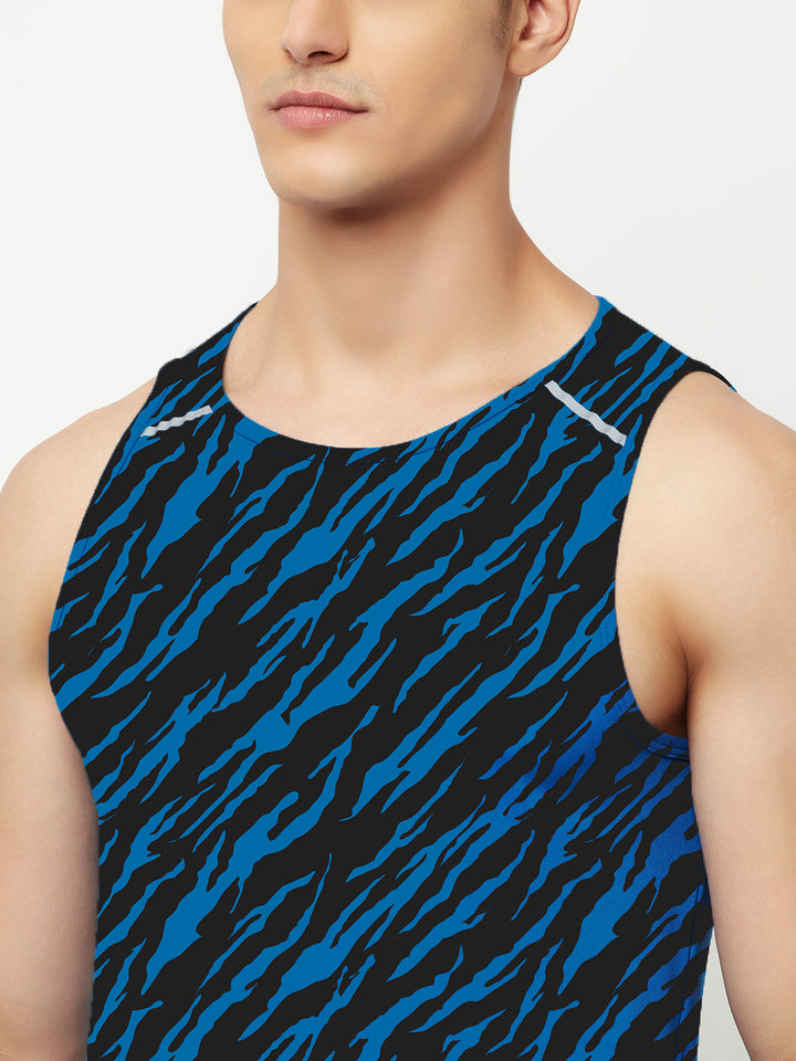 Performance Running Vest - Tiger Print Blue