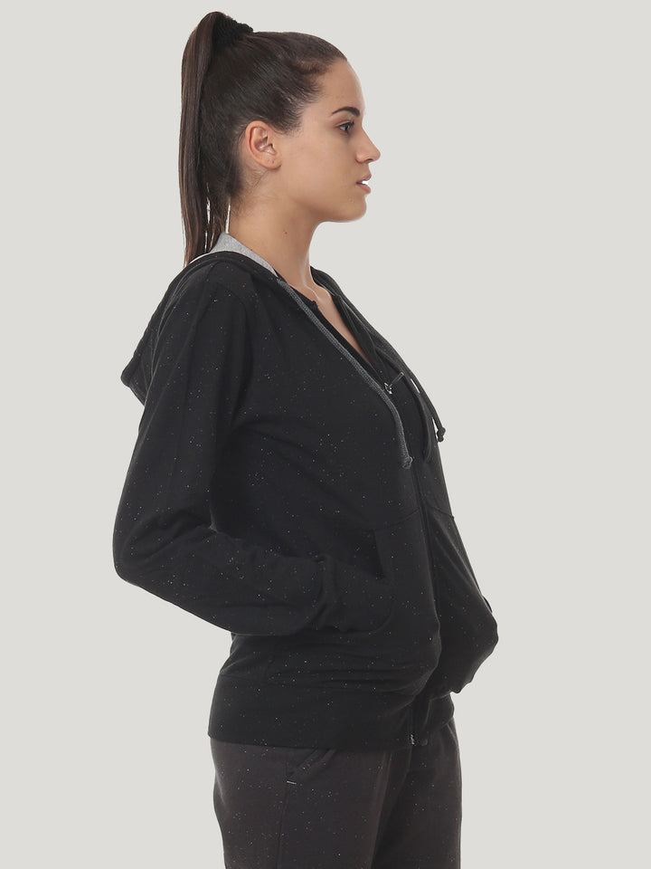 Training & travel hoodie jacket with zippered chest pocket for women