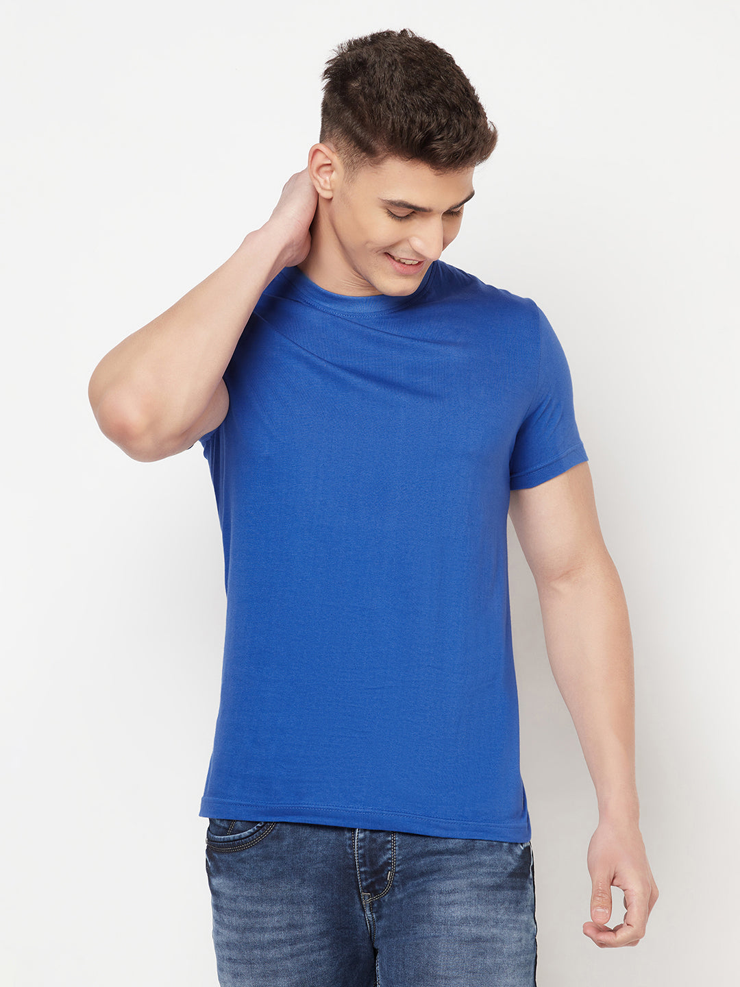 Premium Cotton Tshirts  (Pack of 2- White,Blue)