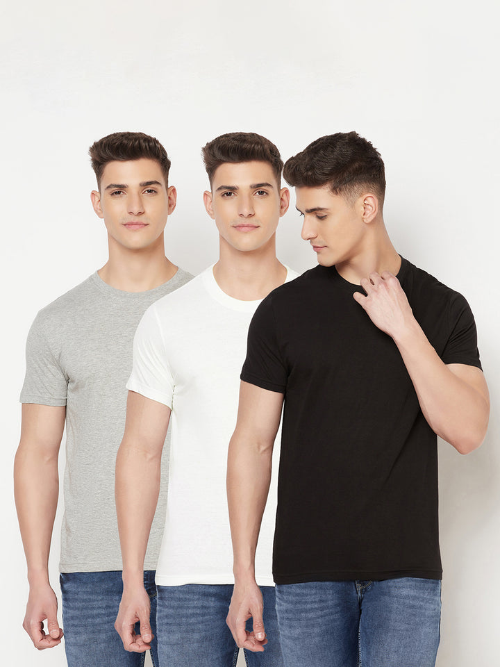 Super Comfy Cotton Tshirt (Pack of 3- Grey, White, Black) - NITLON * TRUEREVO