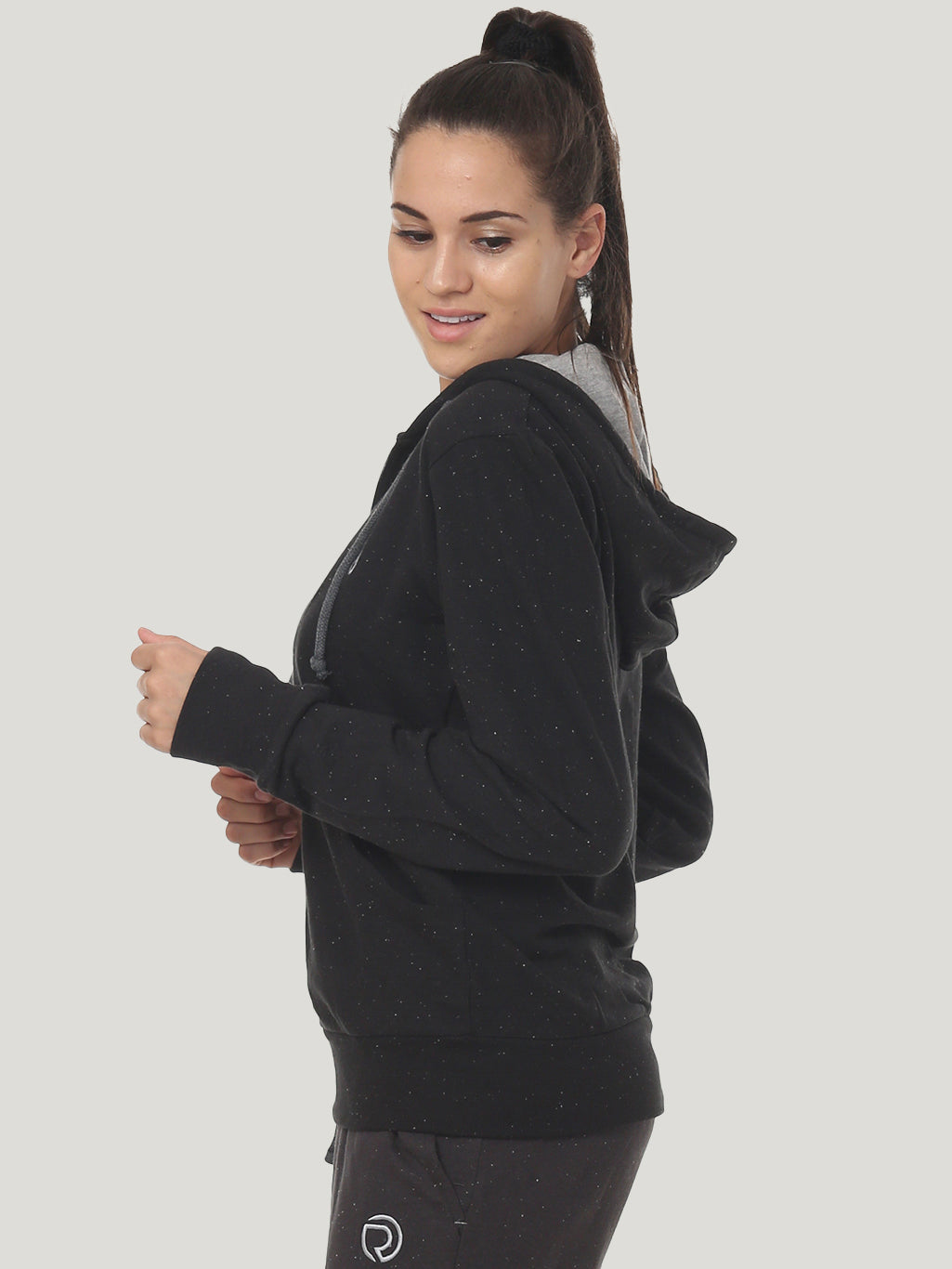 Training & travel hoodie jacket with zippered chest pocket for women