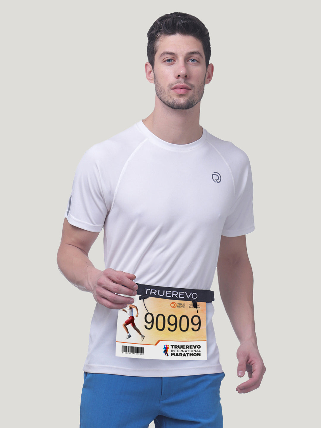 Race Number Bib Holder Belt with 4 loops for Marathons & Tri-athlons - Black