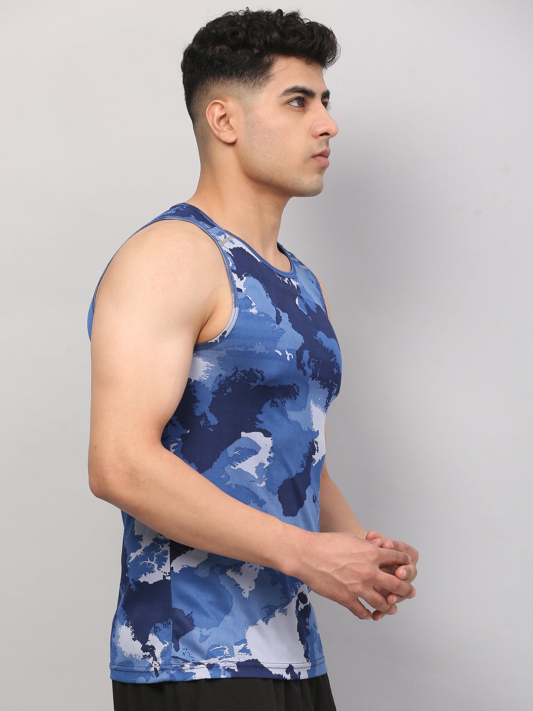 Performance Running Vest Camo Print Blue