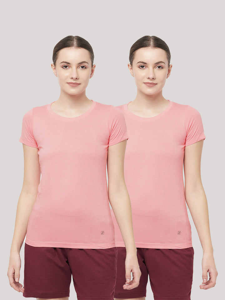 Slim Fit Premium Cotton Tshirts (Pack of 2- Pink, Pink)