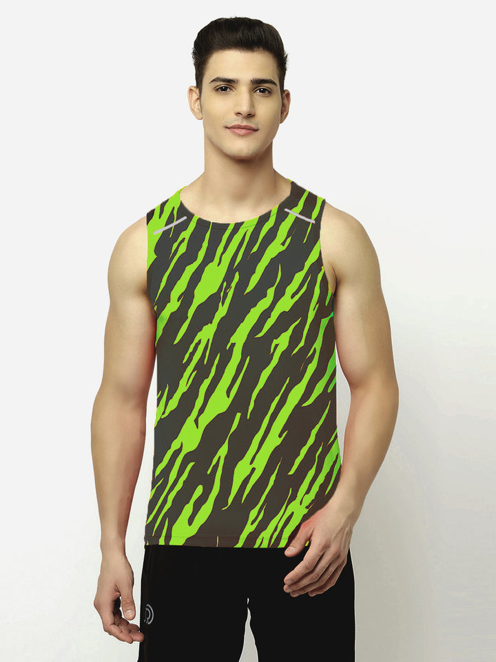 Performance Running Vest - Tiger Print Green