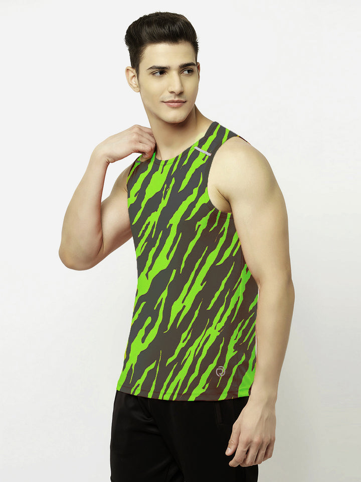 Performance Running Vest - Tiger Print Green