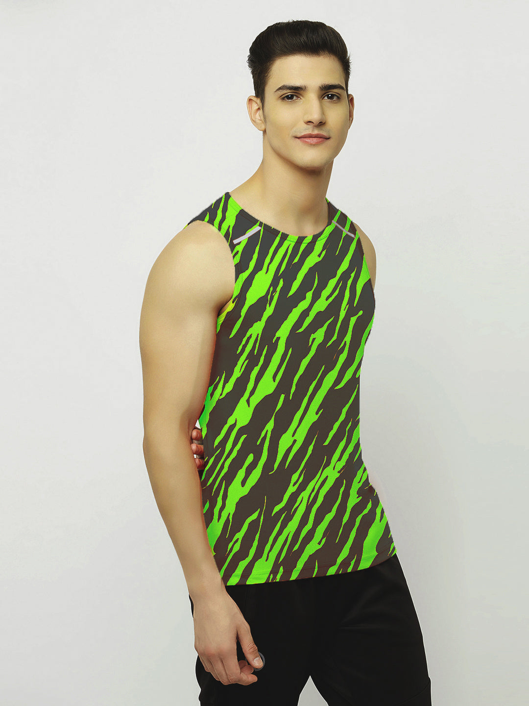 Performance Running Vest - Tiger Print Green