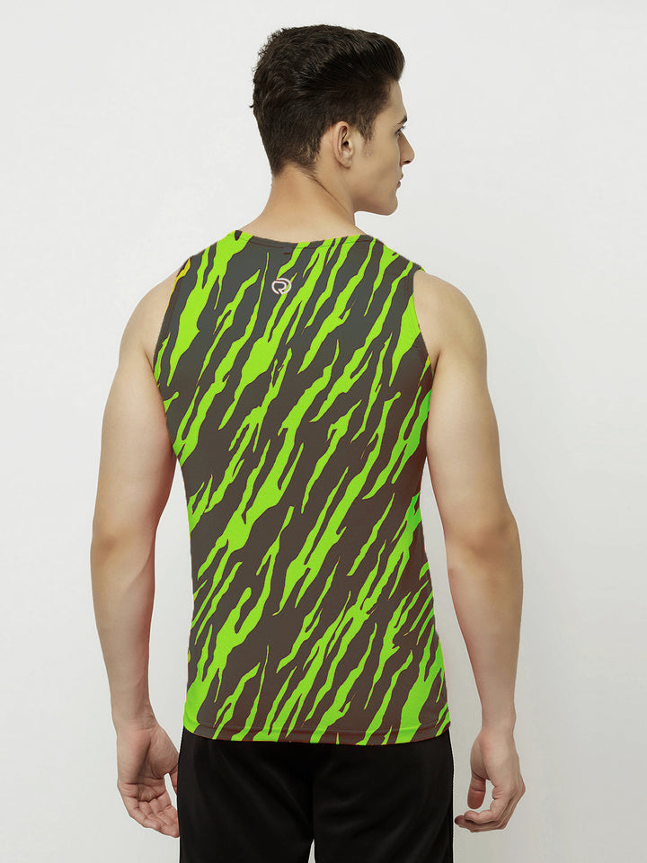 Performance Running Vest - Tiger Print Green