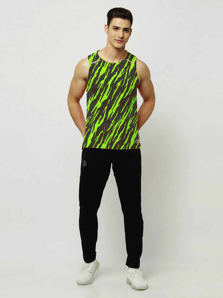 Performance Running Vest - Tiger Print Green