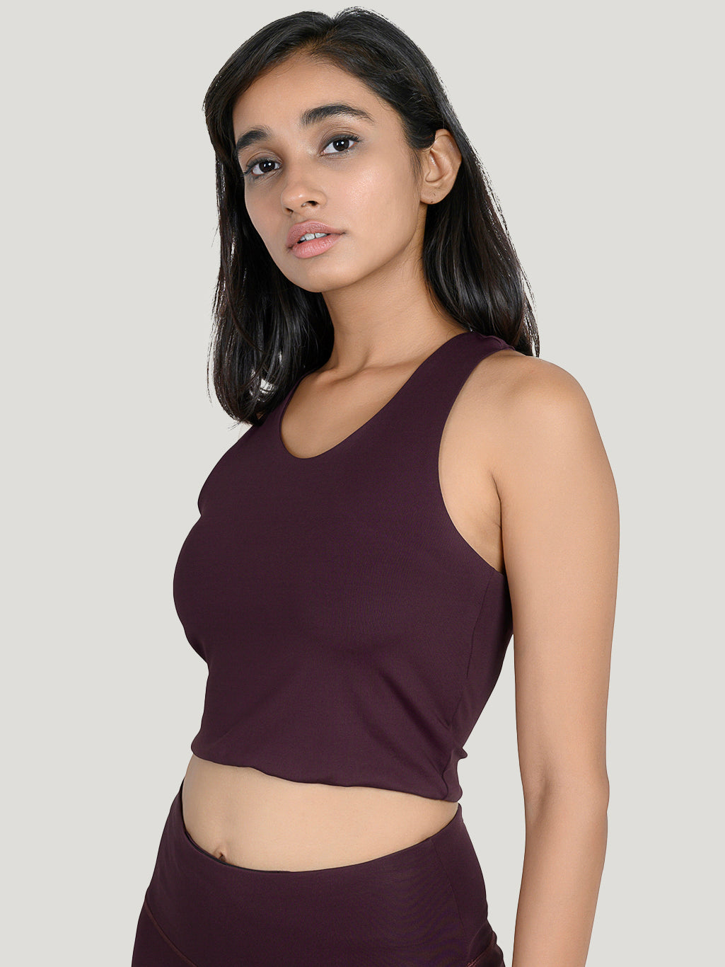 Phone pocket leggings & sports bra combo - Women's Wine Maroon