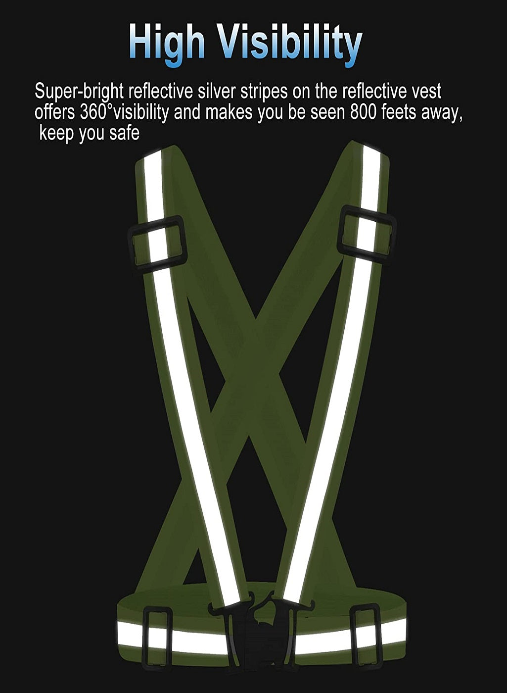 High Visibility Reflective Straps Vest - Green