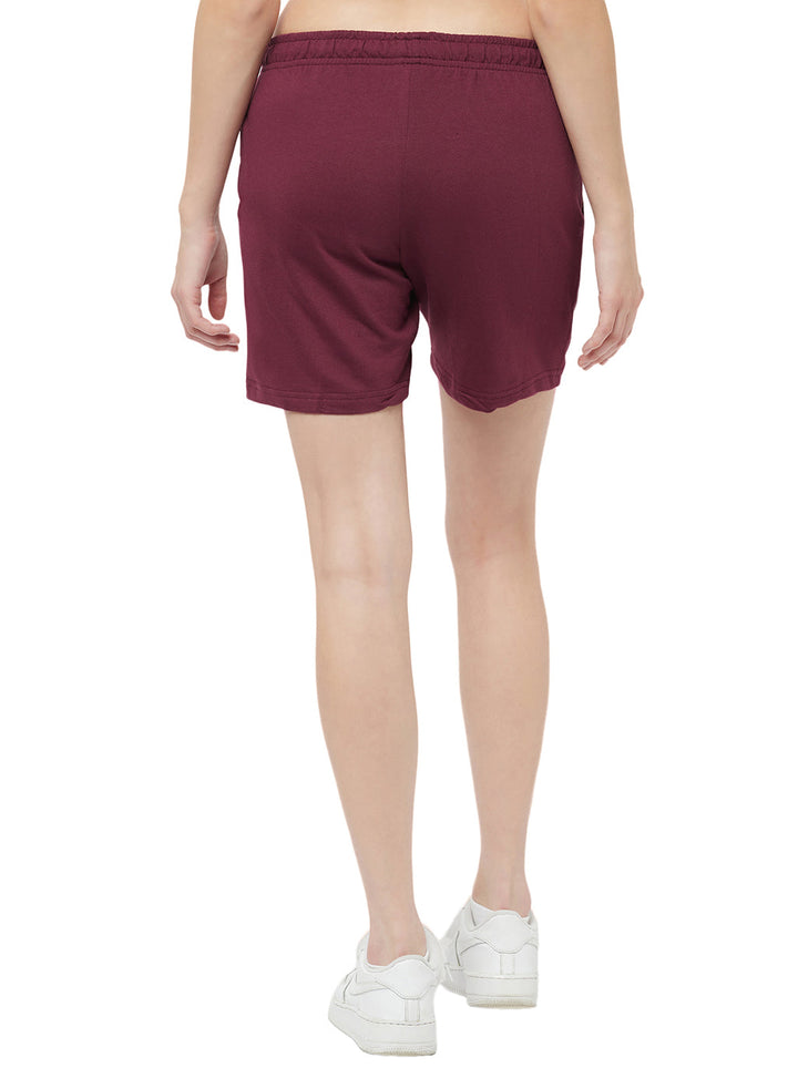 Women's 5" active wear pure cotton shorts - Maroon