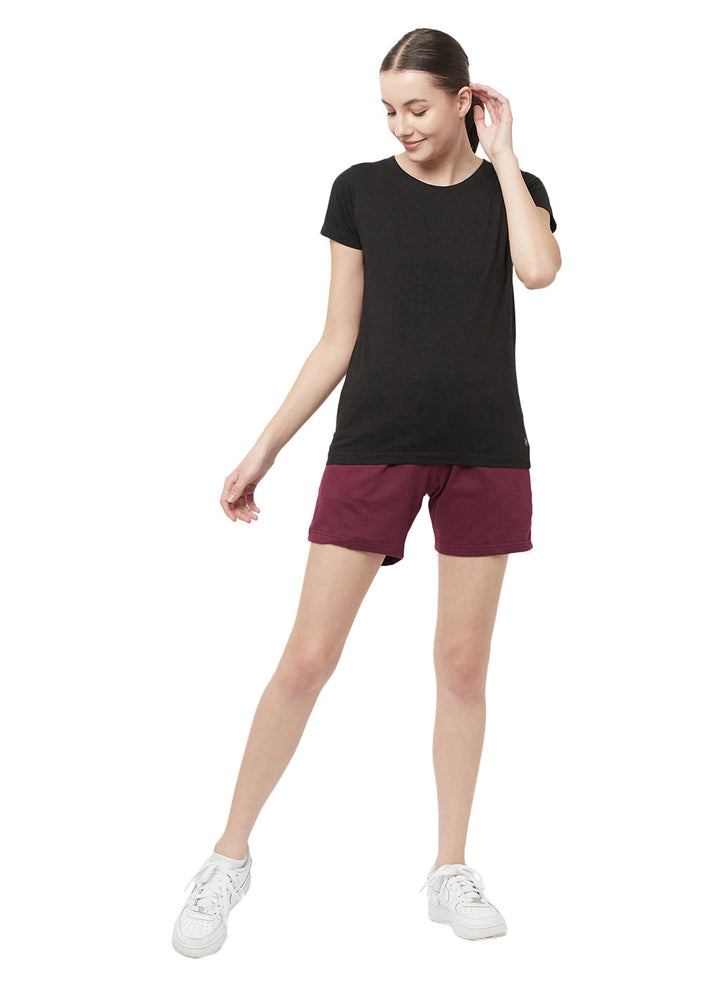 Women's 5" active wear pure cotton shorts - Maroon